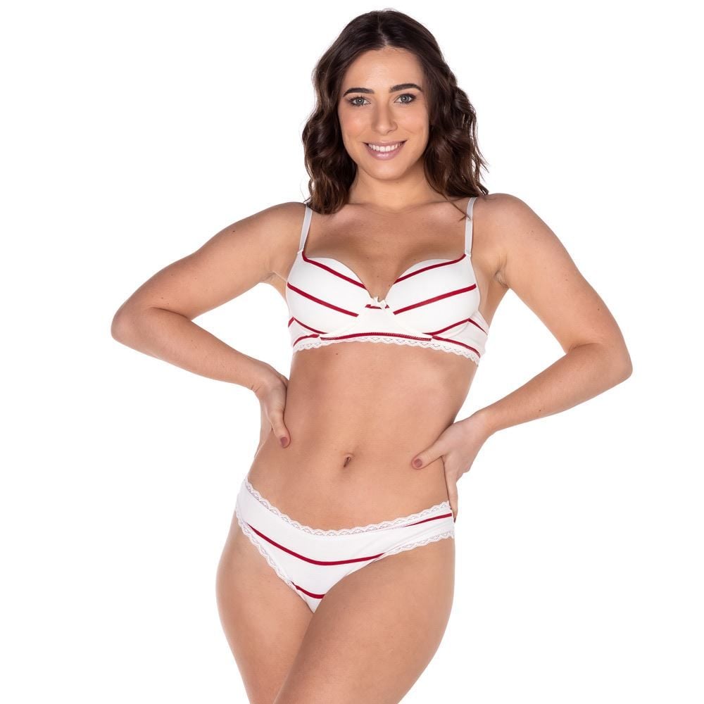 Calcinha Listrada com Renda Camila Moretti