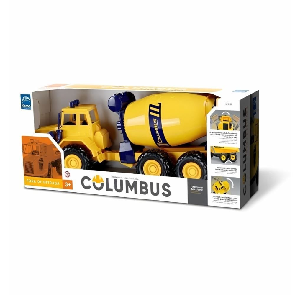 Caminhão Betoneira Columbus Roma Brinquedos - Amarelo