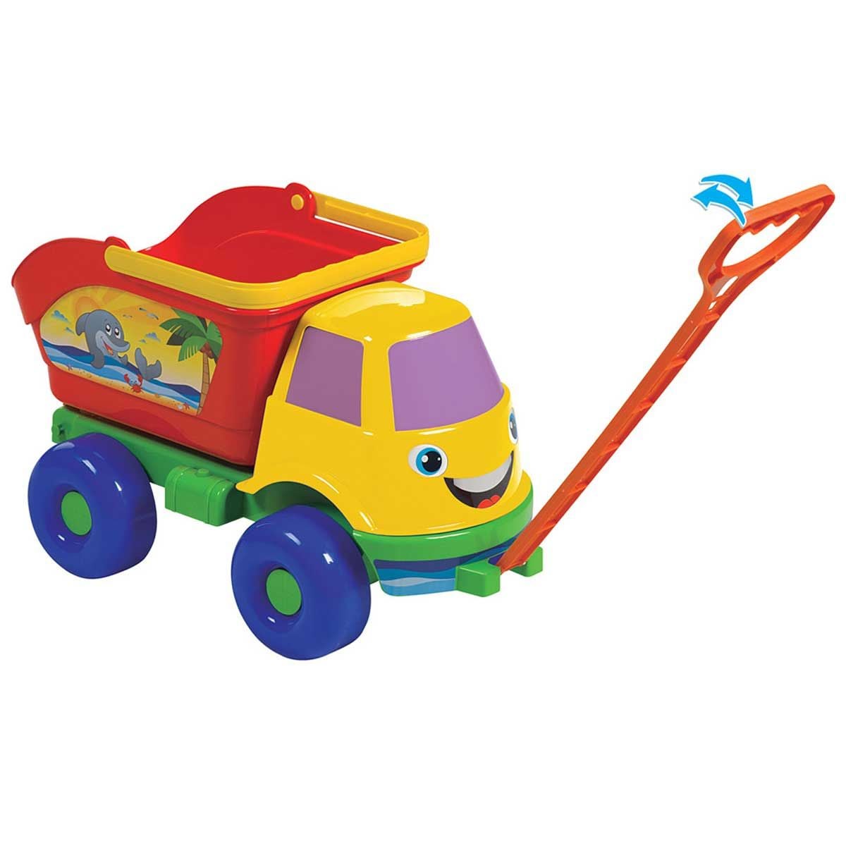Caminhão Caçamba com Haste de Praia Mercotoys - Amarelo