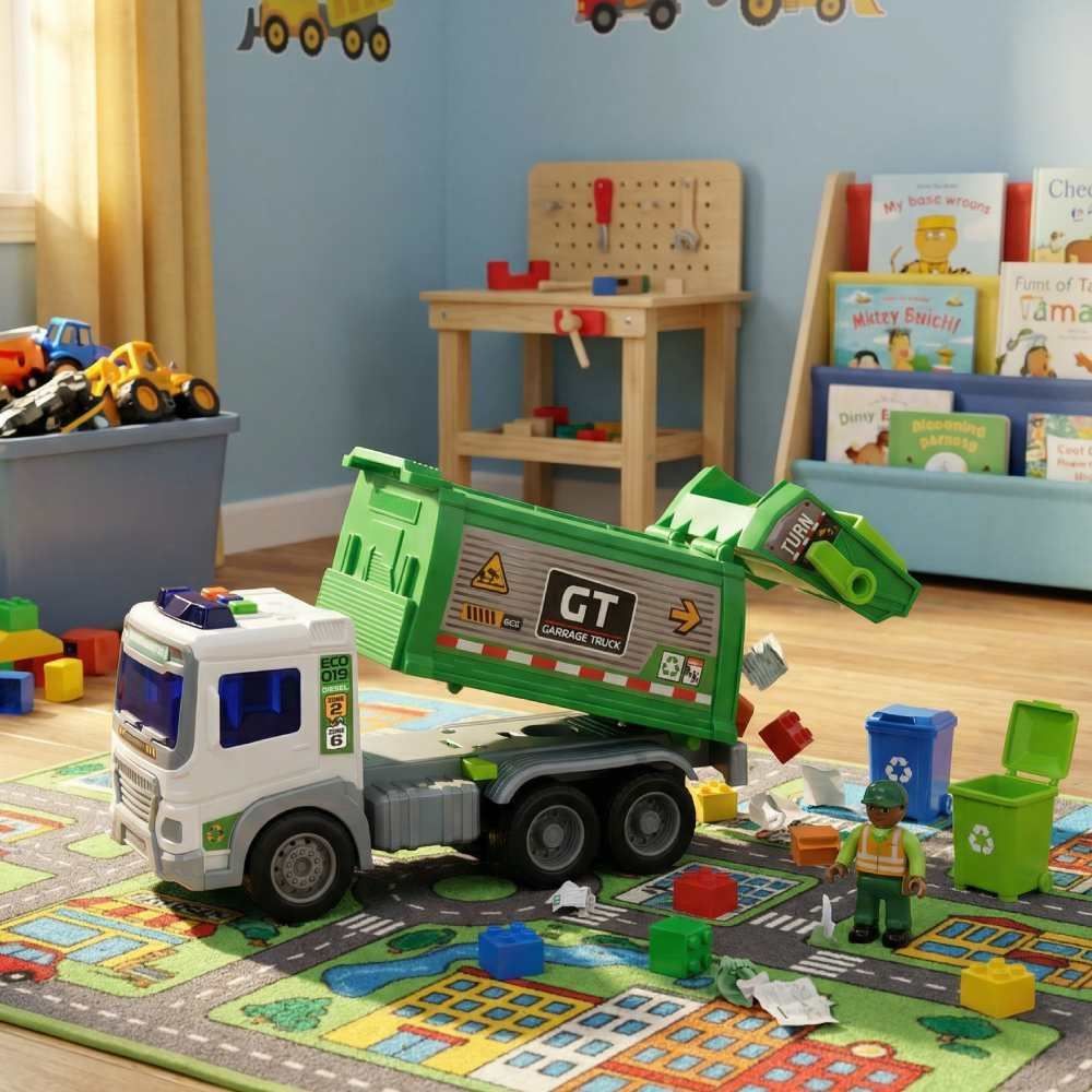 Caminhão Coletor de Lixo Fricção com Luz e Som Havan Toys