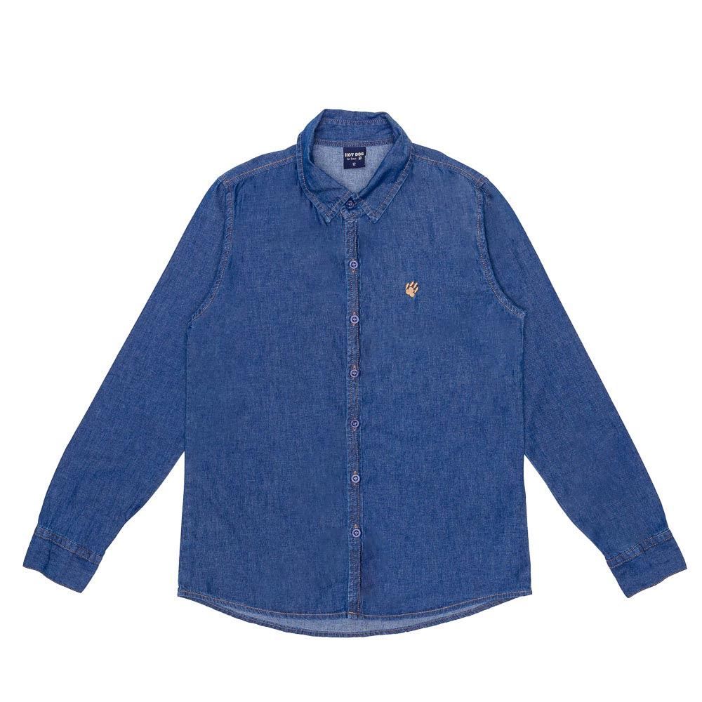 Camisa 12 a 16 anos Jeans + Bordado Hot Dog