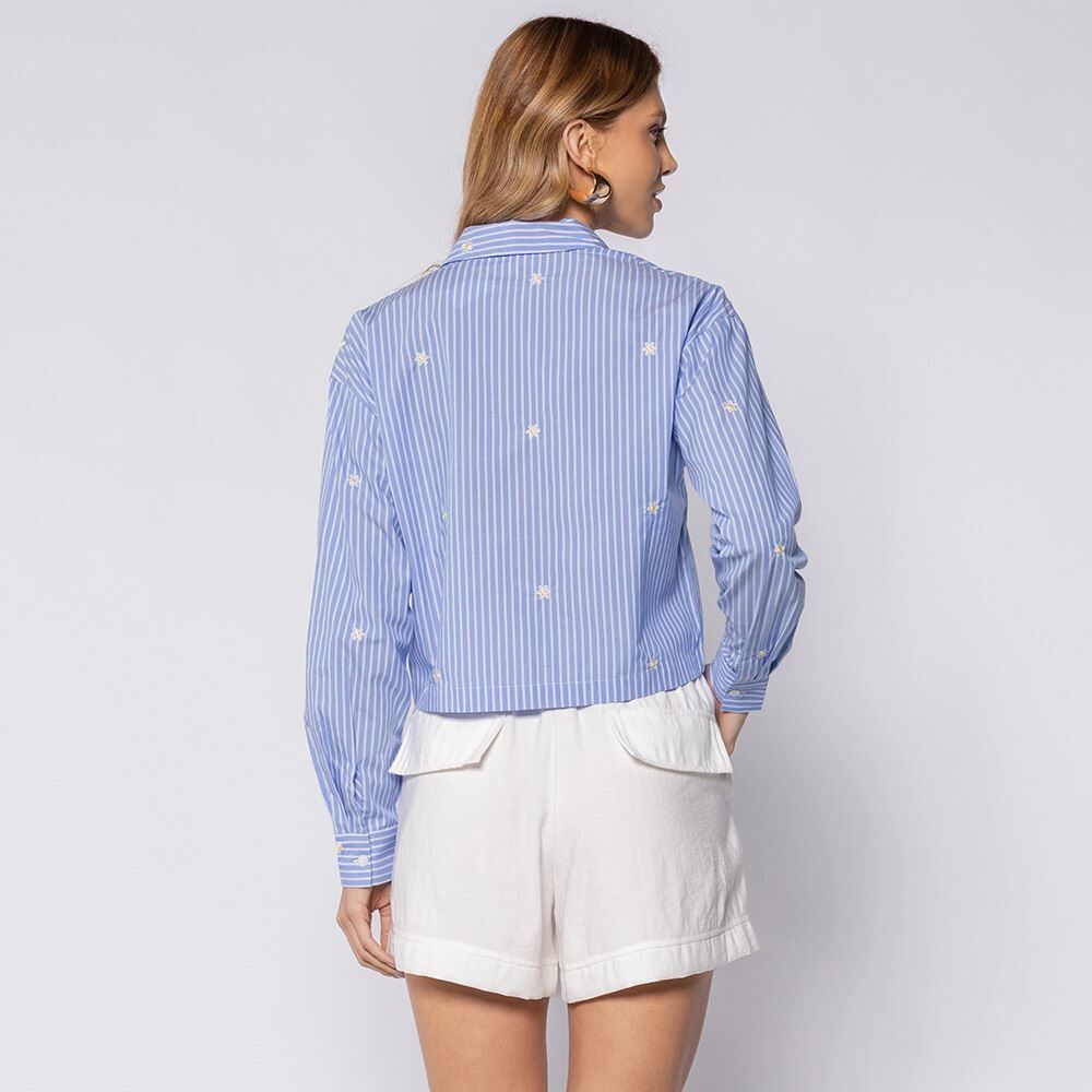 Camisa Cropped Feminina Com Bordados Boby Blues