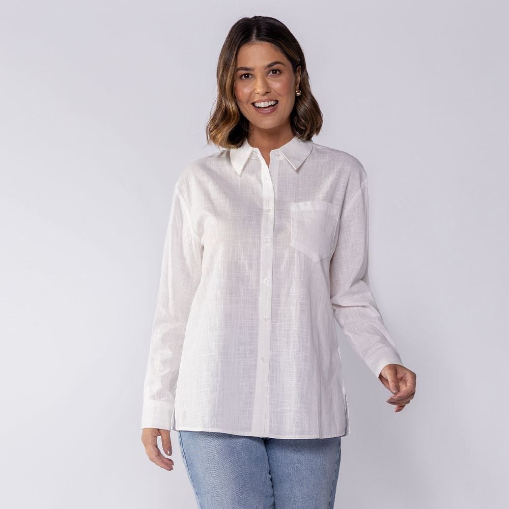 Camisa Feminina Alongada De Tricoline Boby Blues