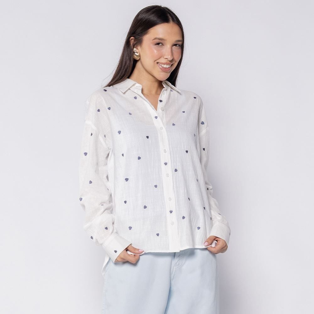Camisa Feminina Em Algodão Com Bordado Boby Blues