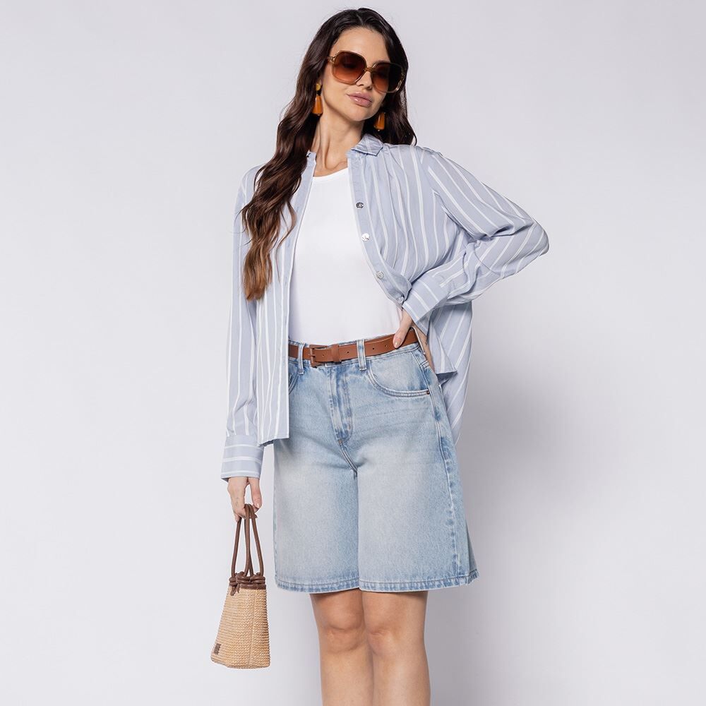 Camisa Feminina Listrada Maquinetada Patricia Foster