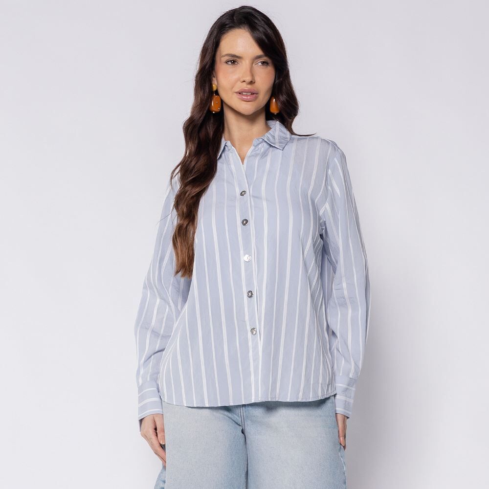Camisa Feminina Listrada Maquinetada Patricia Foster