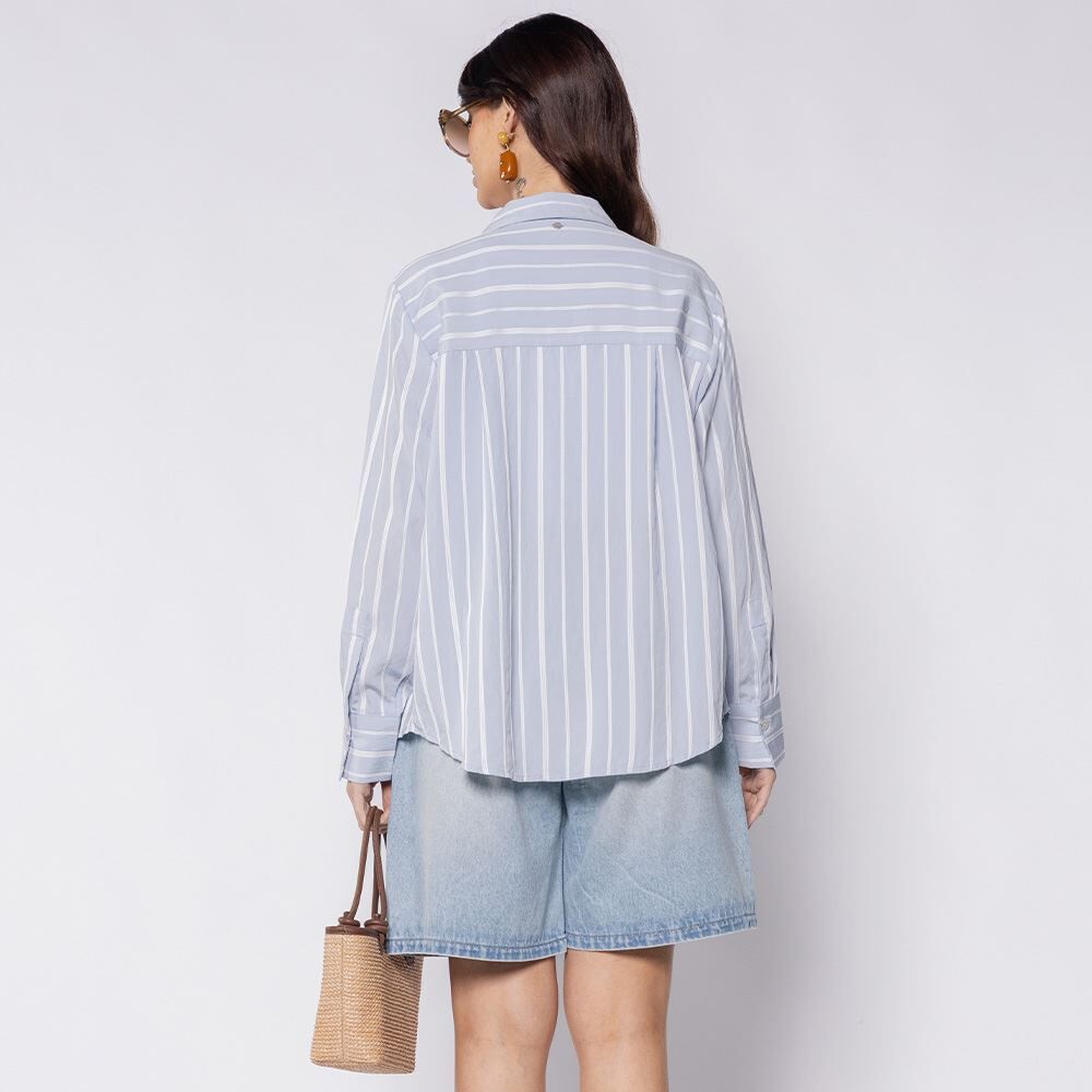 Camisa Feminina Listrada Maquinetada Patricia Foster