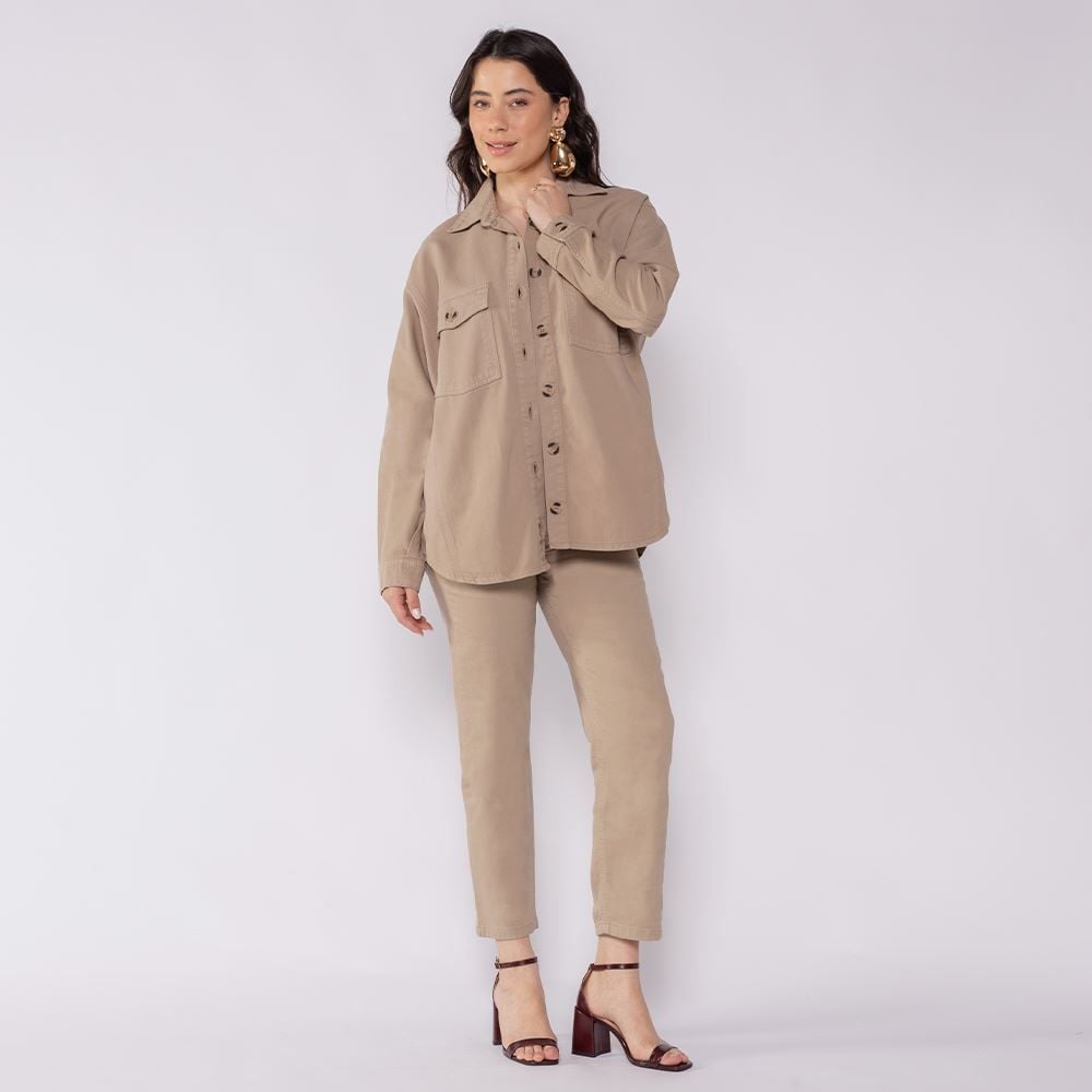 Camisa Feminina Manga Longa Em Sarja Patricia Foster
