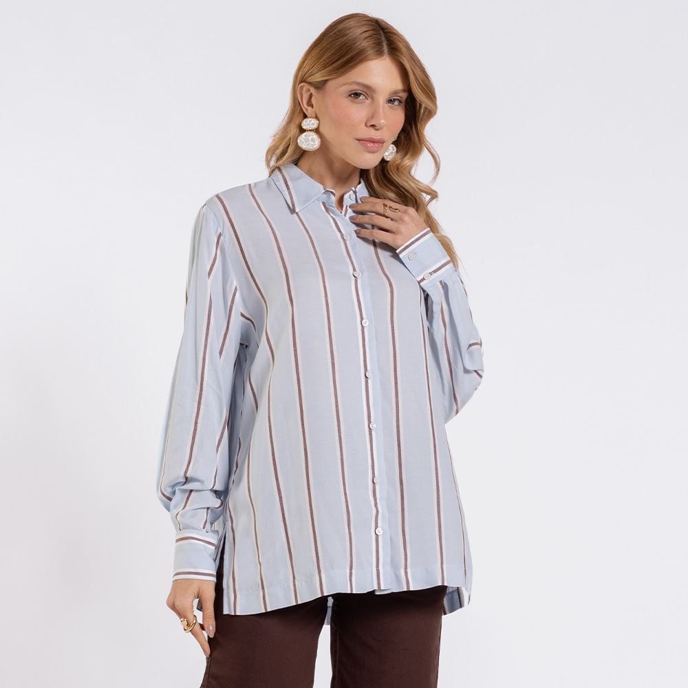 Camisa Feminina Manga Longa Oversized Patricia Foster