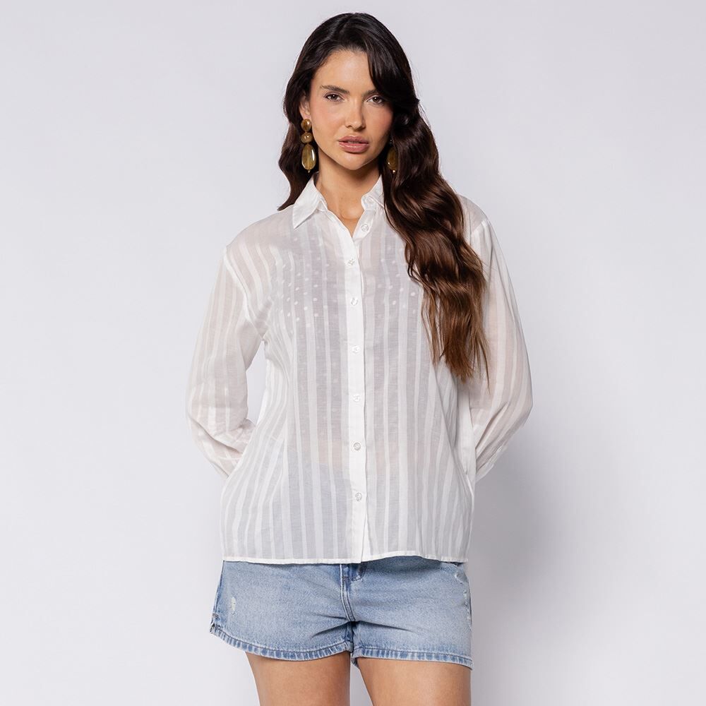 Camisa Feminina Maquinetada Em Algodão Patricia Foster