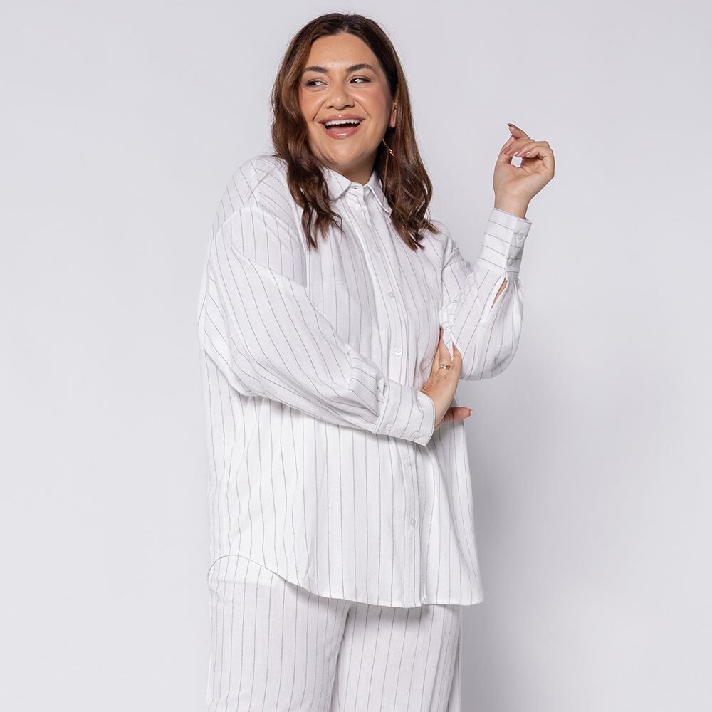 Camisa Feminina Risca de Giz Patricia Foster