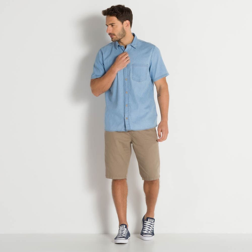 Camisa Jeans Manga Curta Marc Alain