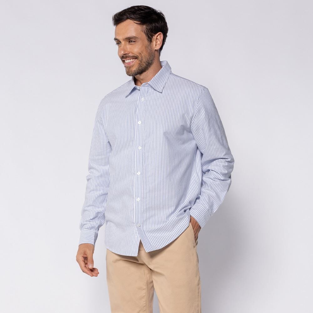 Camisa Masculina Oxford Listrada Marc Alain