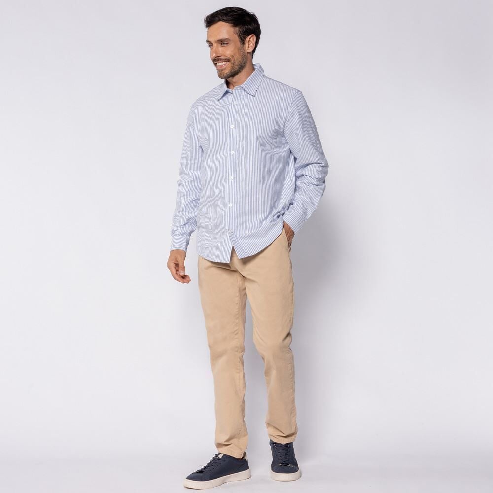 Camisa Masculina Oxford Listrada Marc Alain