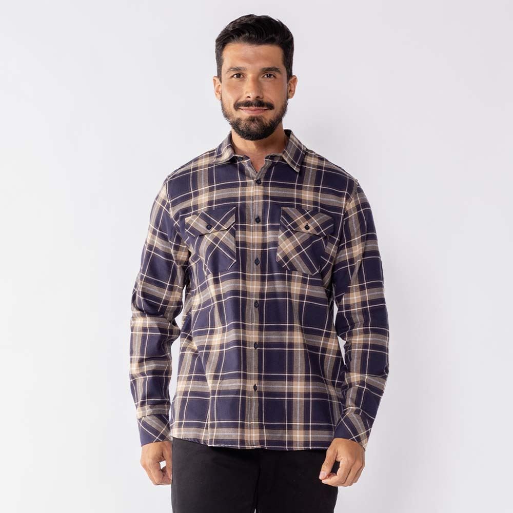 Camisa Masculina Xadrez Em Algodão Marc Alain