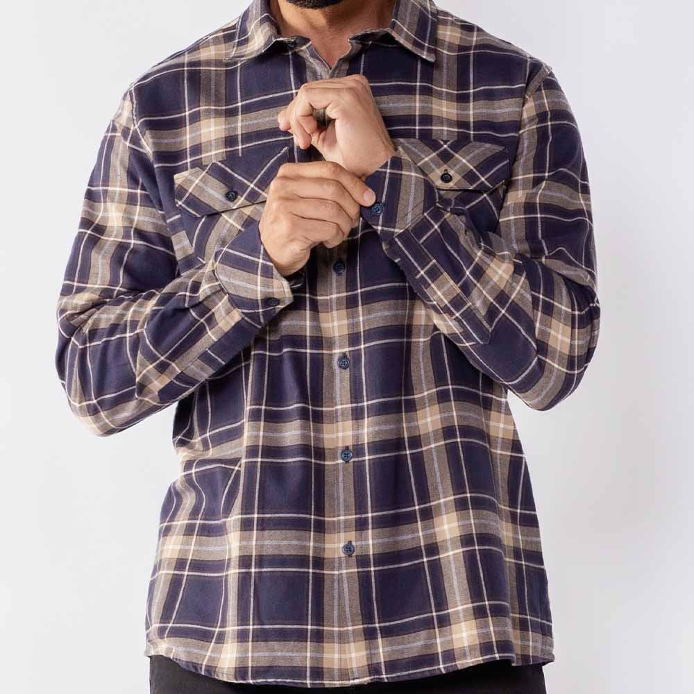 Camisa Masculina Xadrez Em Algodão Marc Alain