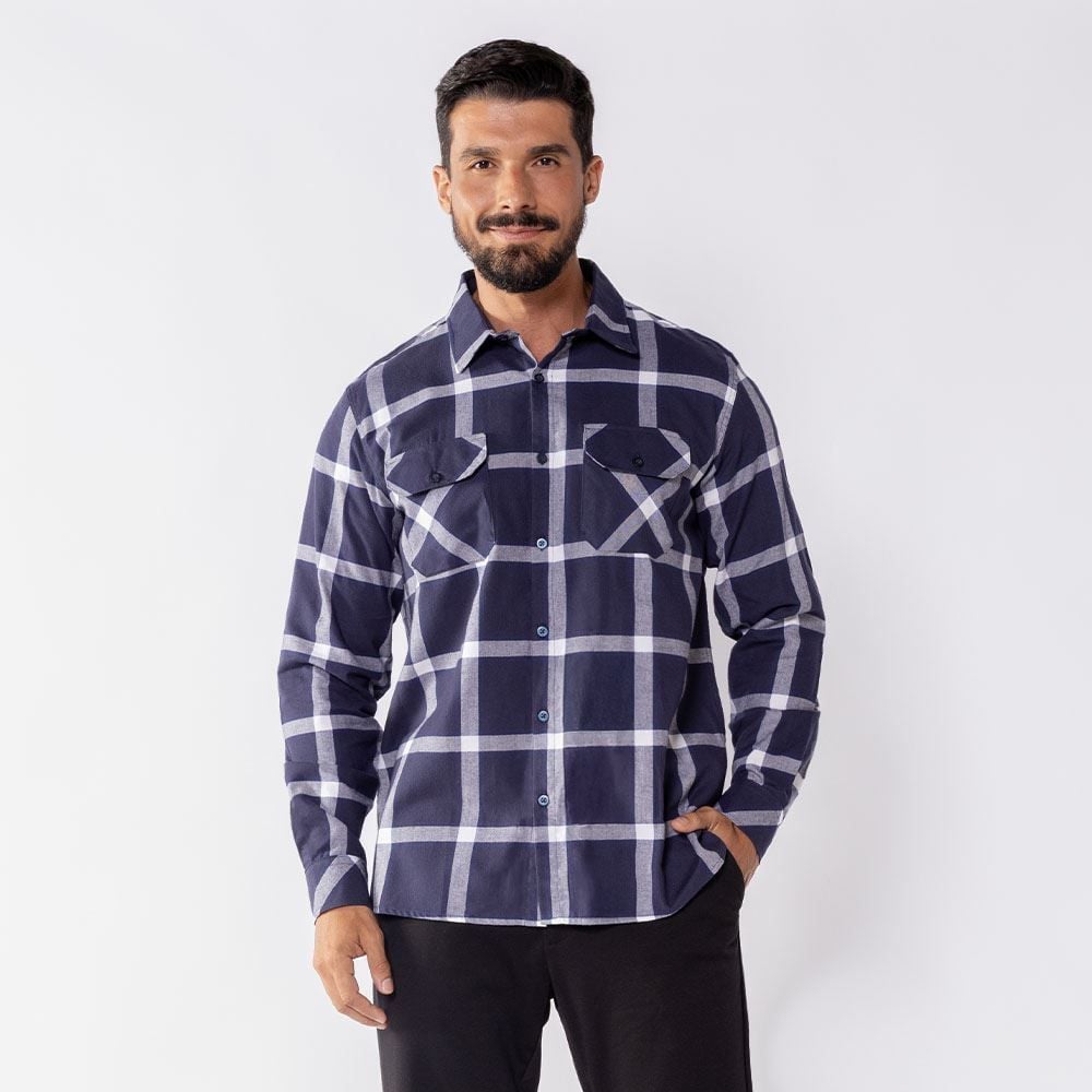 Camisa Masculina Xadrez Em Algodão Marc Alain