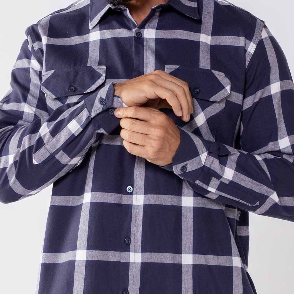 Camisa Masculina Xadrez Em Algodão Marc Alain
