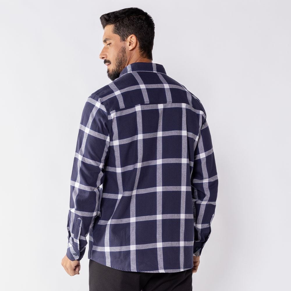 Camisa Masculina Xadrez Em Algodão Marc Alain
