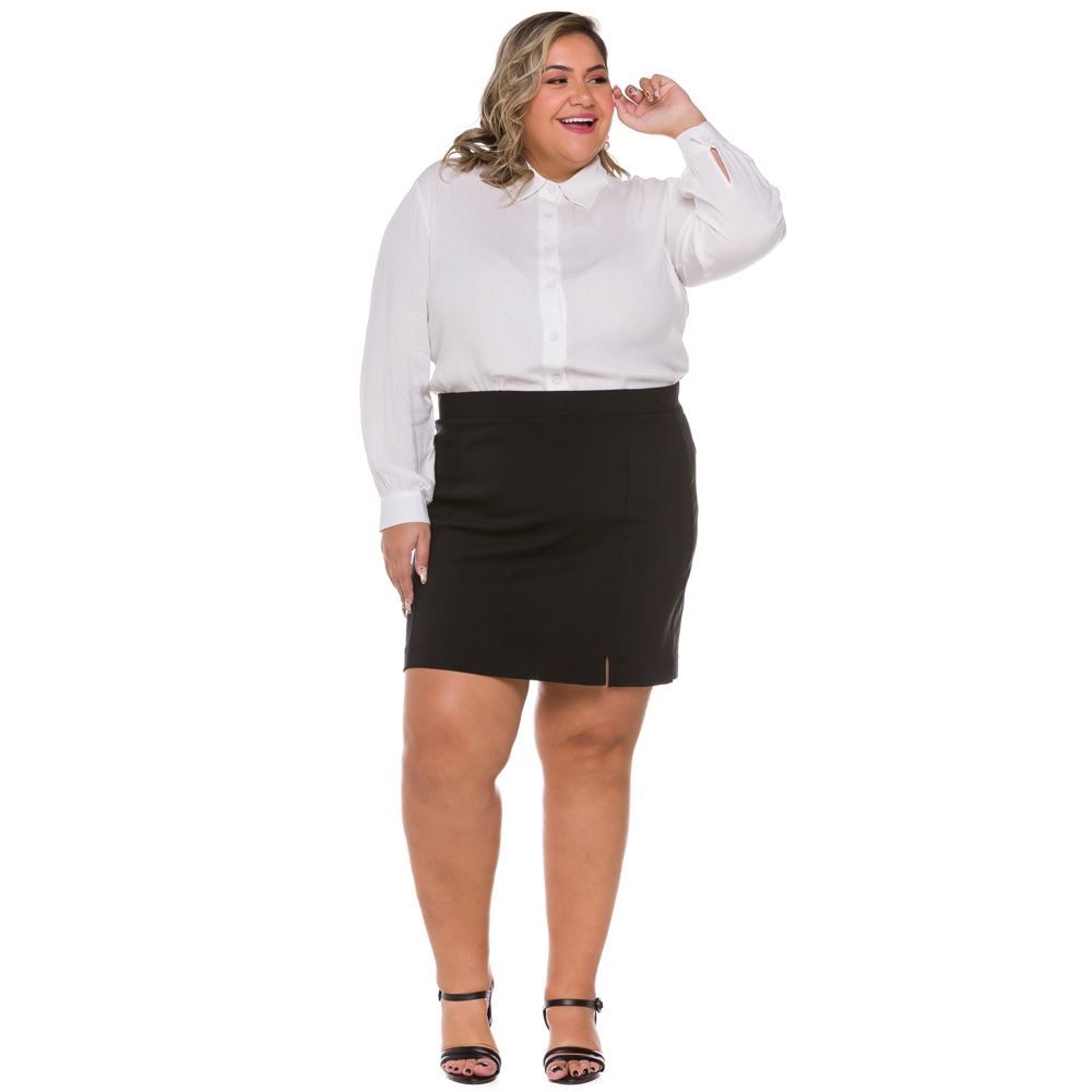 Camisa Plus Size de Viscose Maquinetada Patrícia Foster Mais