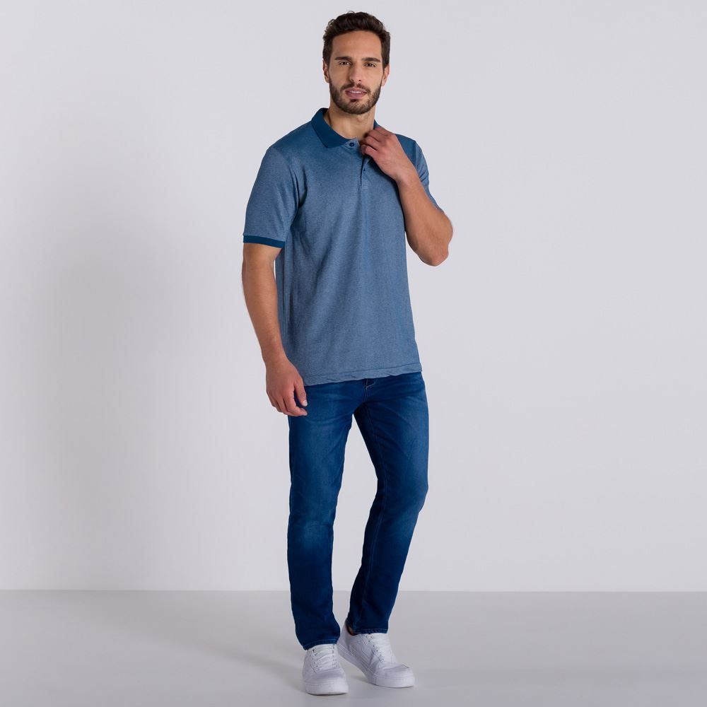 Camisa Polo Básica com Filete Marc Alain