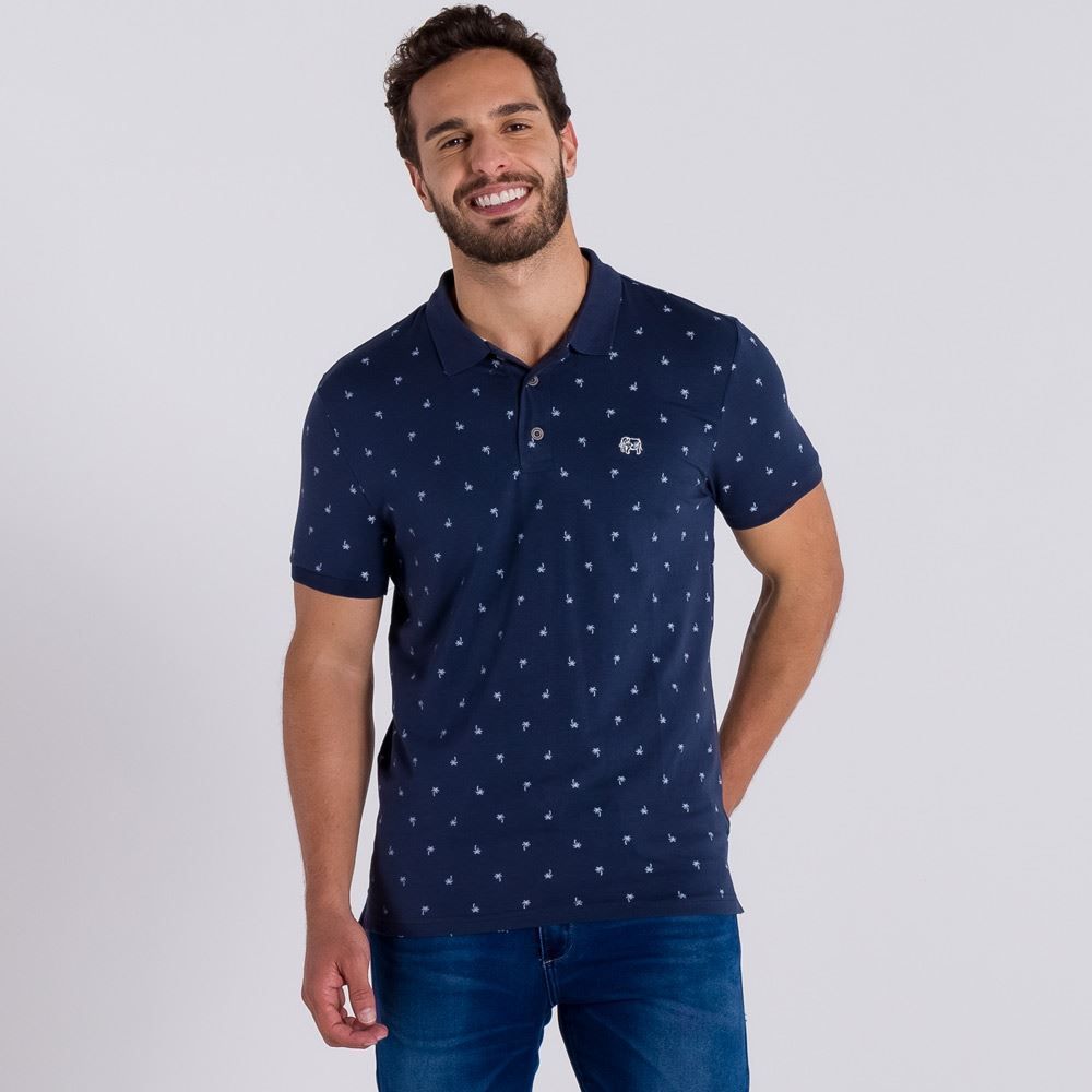 Camisa Polo Manga Curta com Estampa Rotativa Rovitex