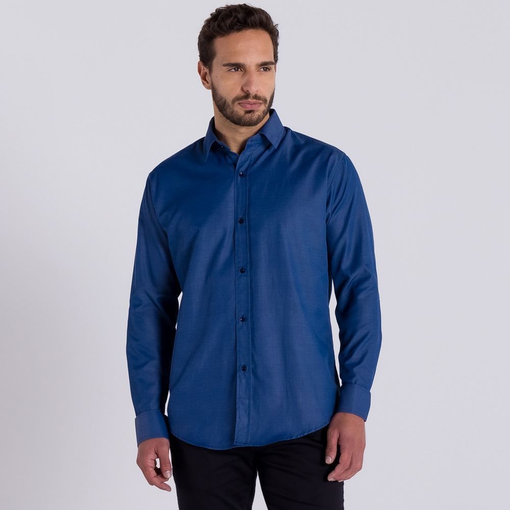 Camisa Social Manga Longa com Bolso Marc Alain
