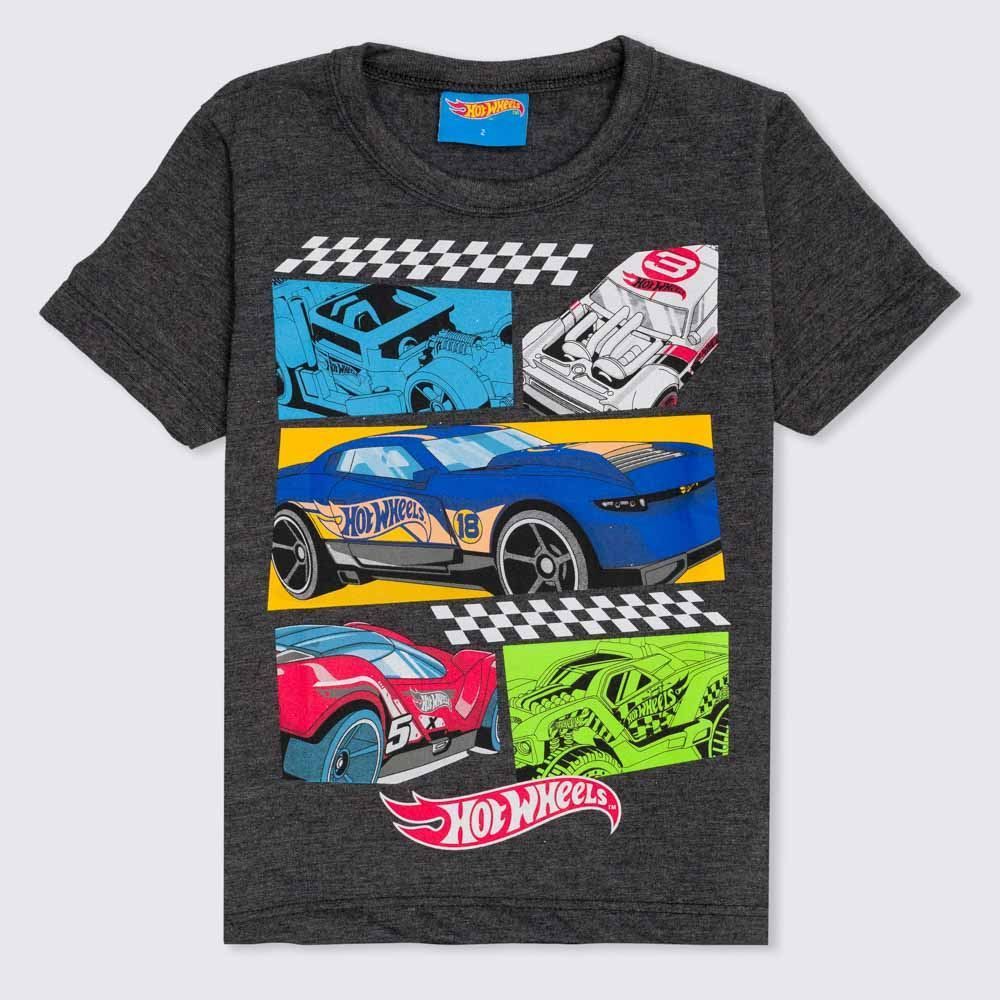 Camiseta 1 a 3 anos Malha Hot Wheels Corrida Mattel
