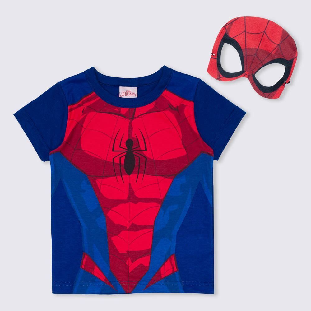 Camiseta 1 a 3 anos Malha Spider Man + Máscara Brandili