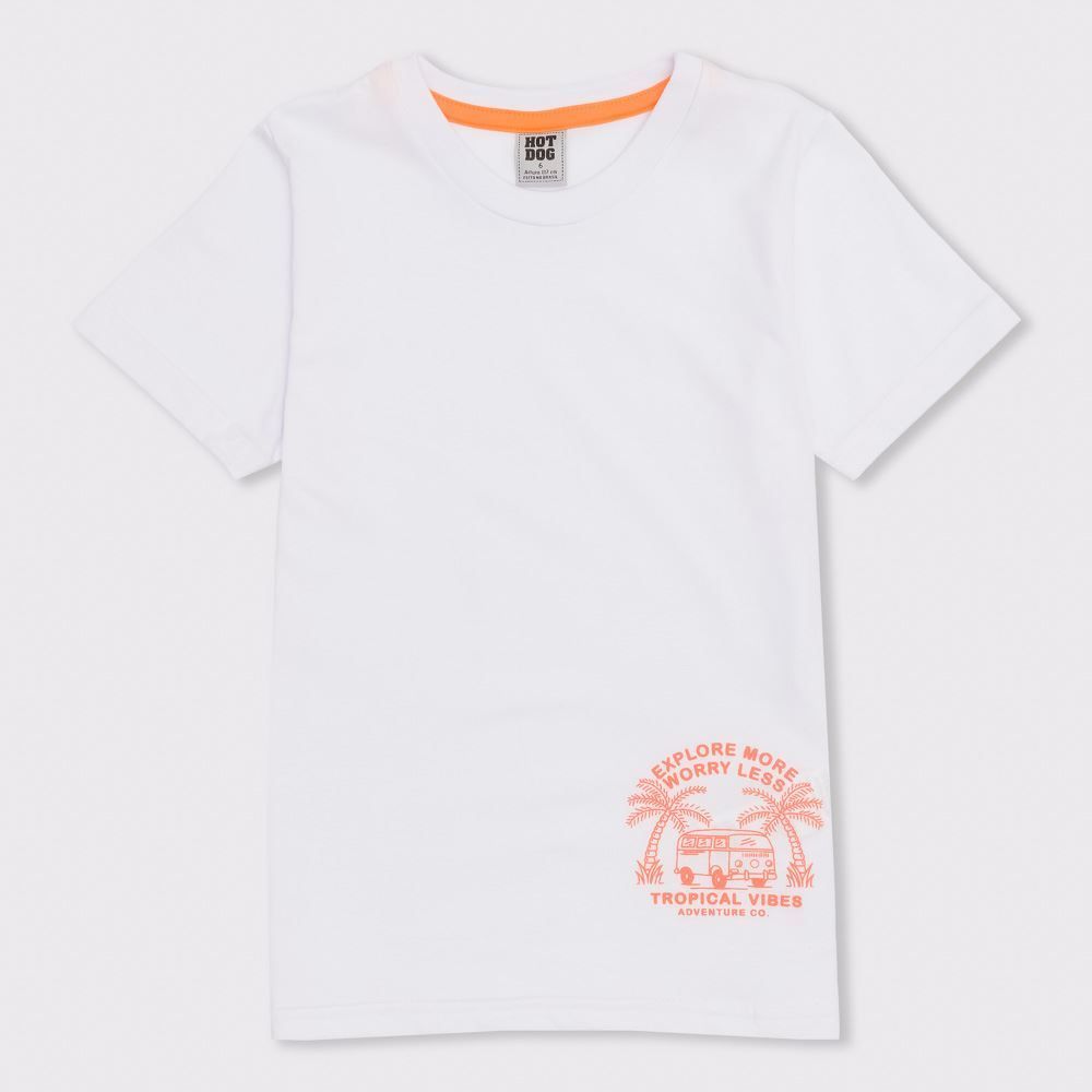 Camiseta 4 a 10 anos Malha Lisa Tropical Hot Dog
