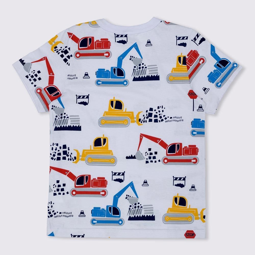 Camiseta 4 a 10 anos Meia Malha Escavadeira Hot Dog