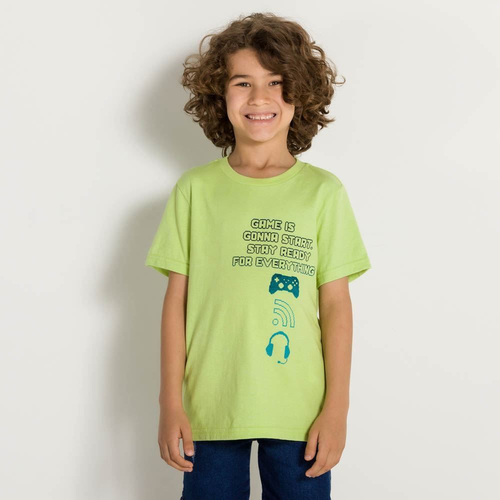 Camiseta 4 a 10 anos Menino Malha Silk Game Hot Dog