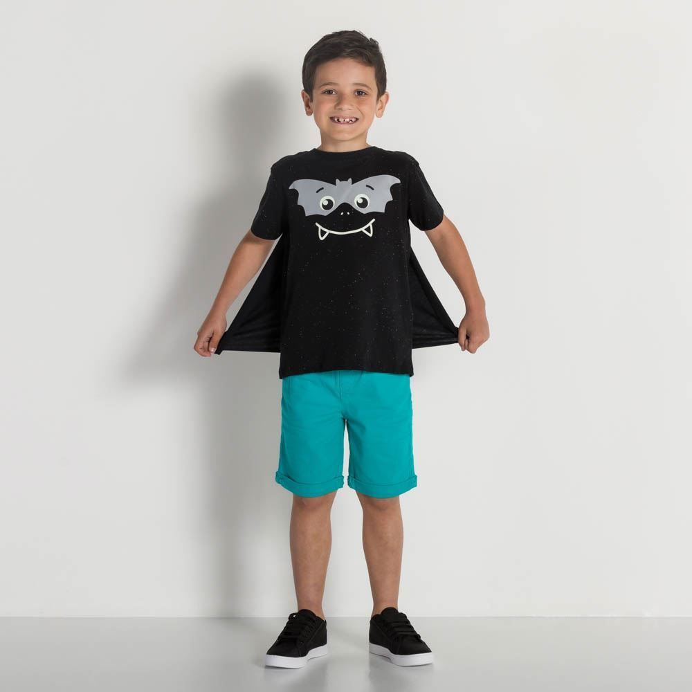 Camiseta 4 a 10 anos Morcego com Capa Hot Dog