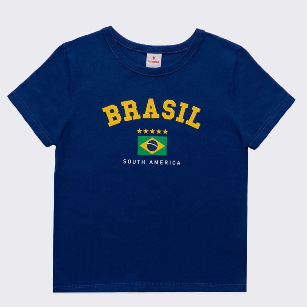 Camiseta Brasil Infantil Menina 4 A 10 Anos Brandili