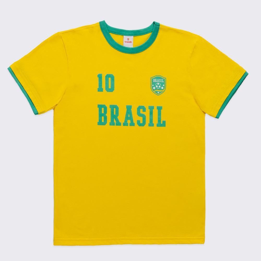 Camiseta Brasil Infantil Menino 4 A 10 Anos Brandili