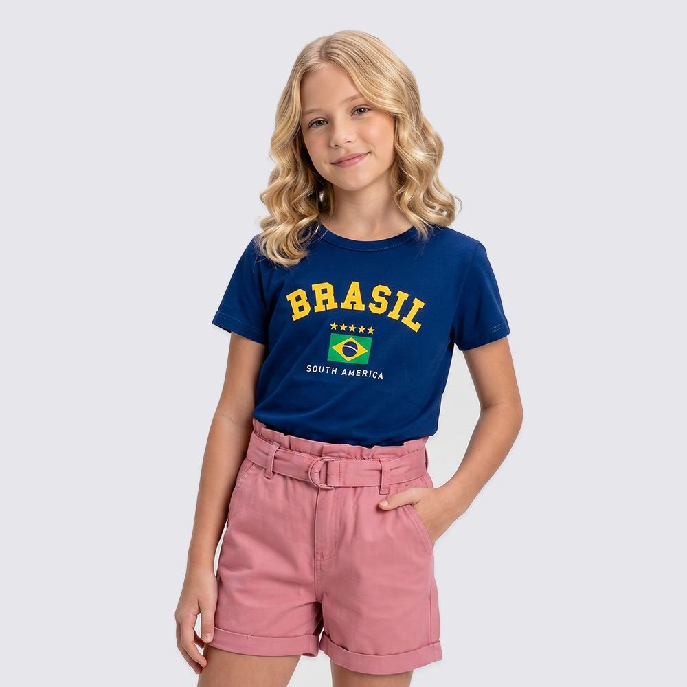 Camiseta Brasil Juvenil Menina 12 a 16 Anos Brandili