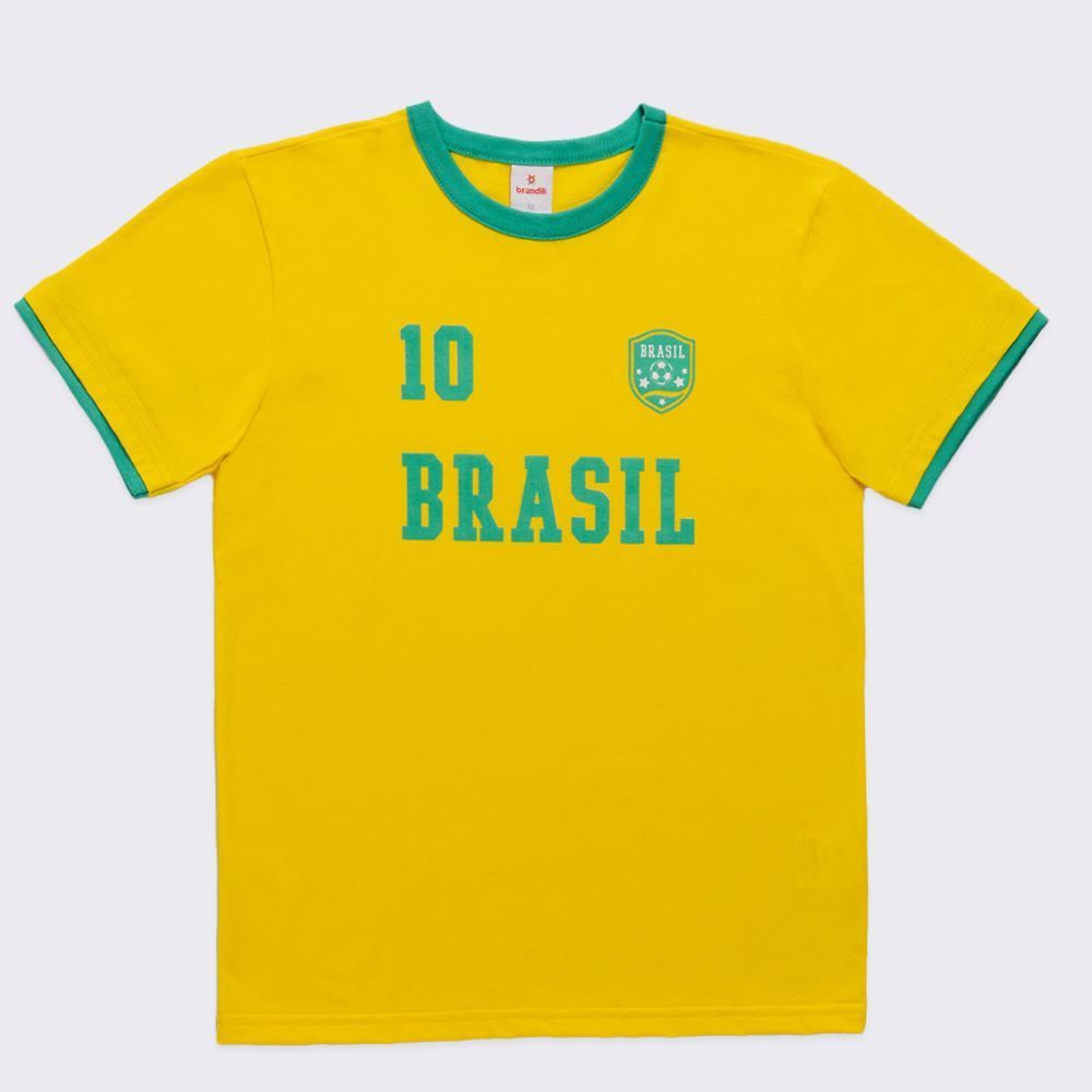 Camiseta Brasil Juvenil Menino 12 A 16 Anos Brandili