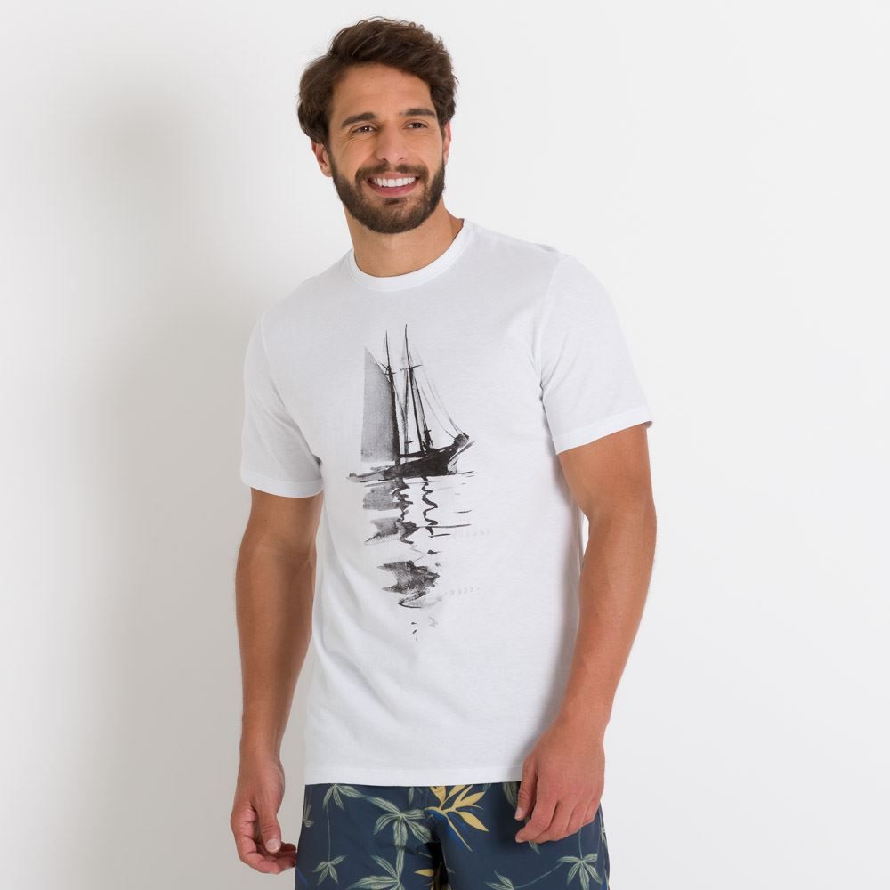 Camiseta com Estampa de Barco Marc Alain