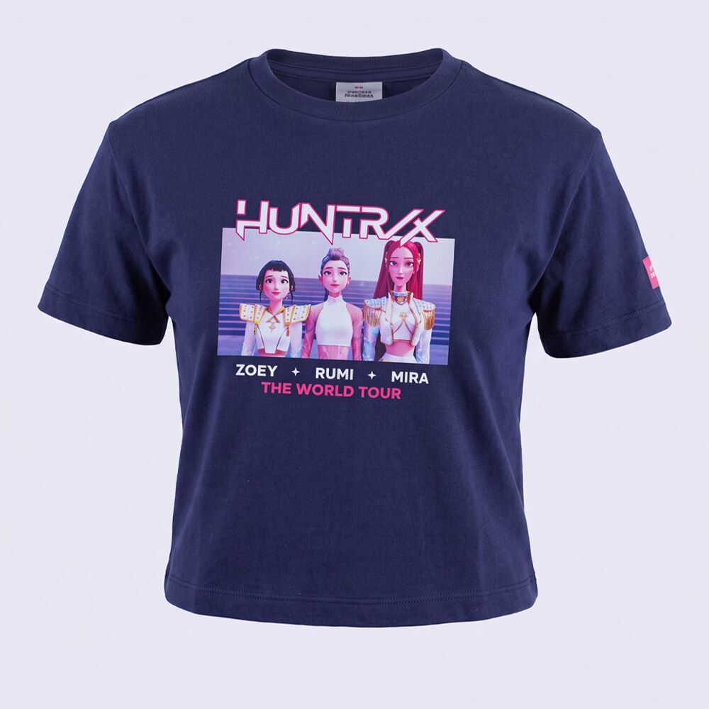 Camiseta Cropped Infantil Guerreiras Do K-Pop 6 a 14 Anos