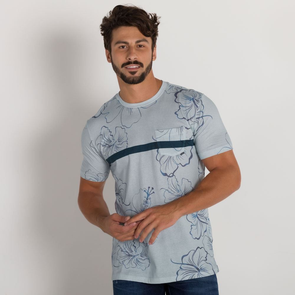 Camiseta Digital Sim Fit Flores Rotativas Nicoboco
