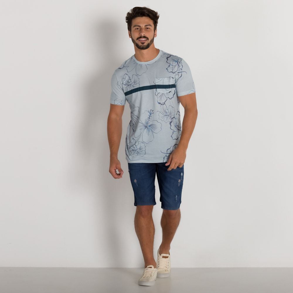 Camiseta Digital Sim Fit Flores Rotativas Nicoboco
