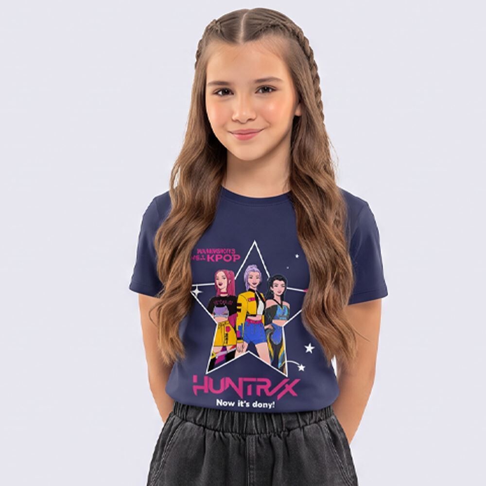Camiseta Infantil Menina Guerreiras Do K-Pop 6 a 14 Anos