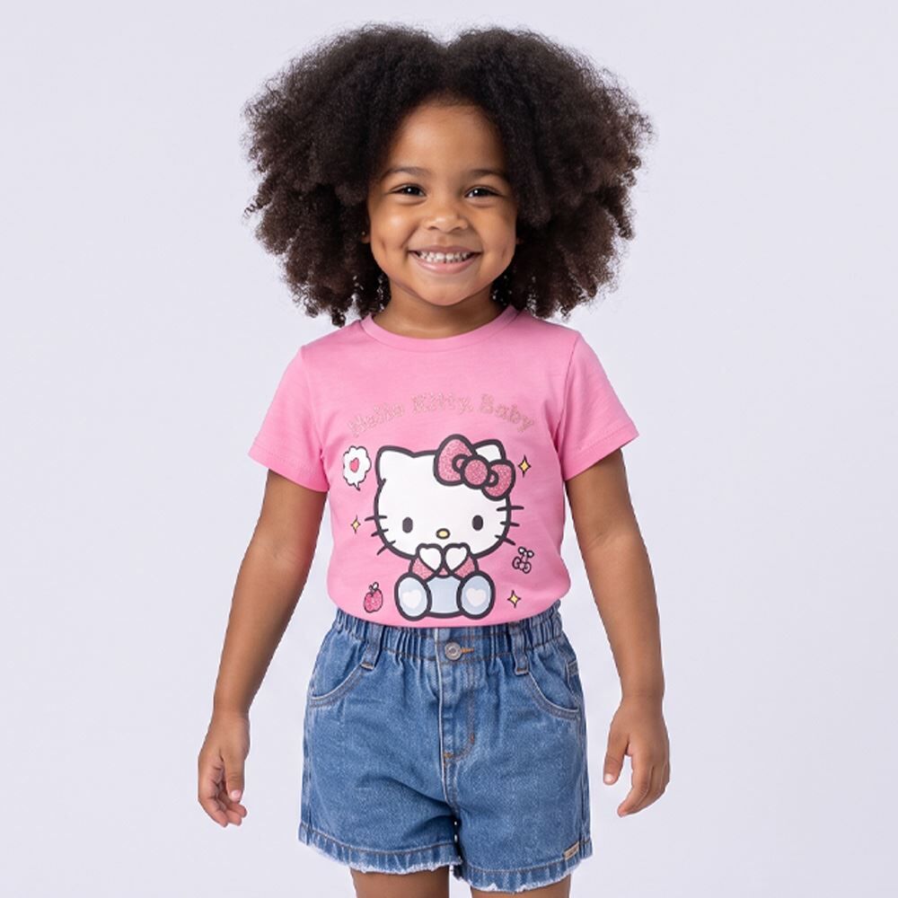 Camiseta Infantil Menina Hello Kitty 1 a 3 Anos