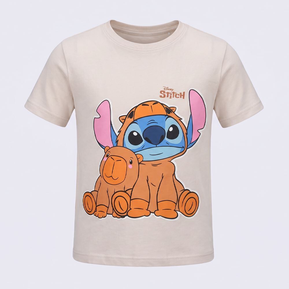 Camiseta Infantil Menina Stitch Capivara 4 a 10 Anos Disney