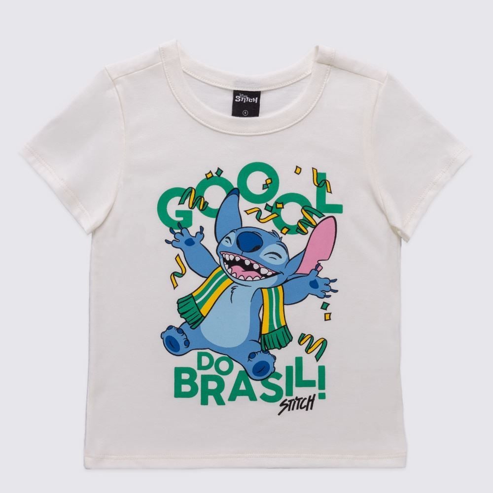 Camiseta Infantil Menina Stitch Copa 4 A 10 Anos Disney