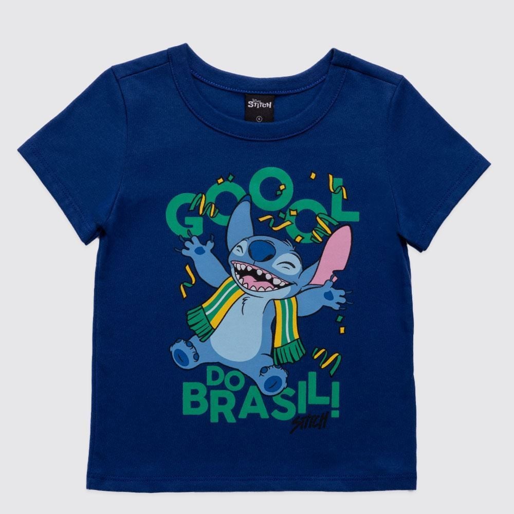 Camiseta Infantil Menina Stitch Copa 4 A 10 Anos Disney
