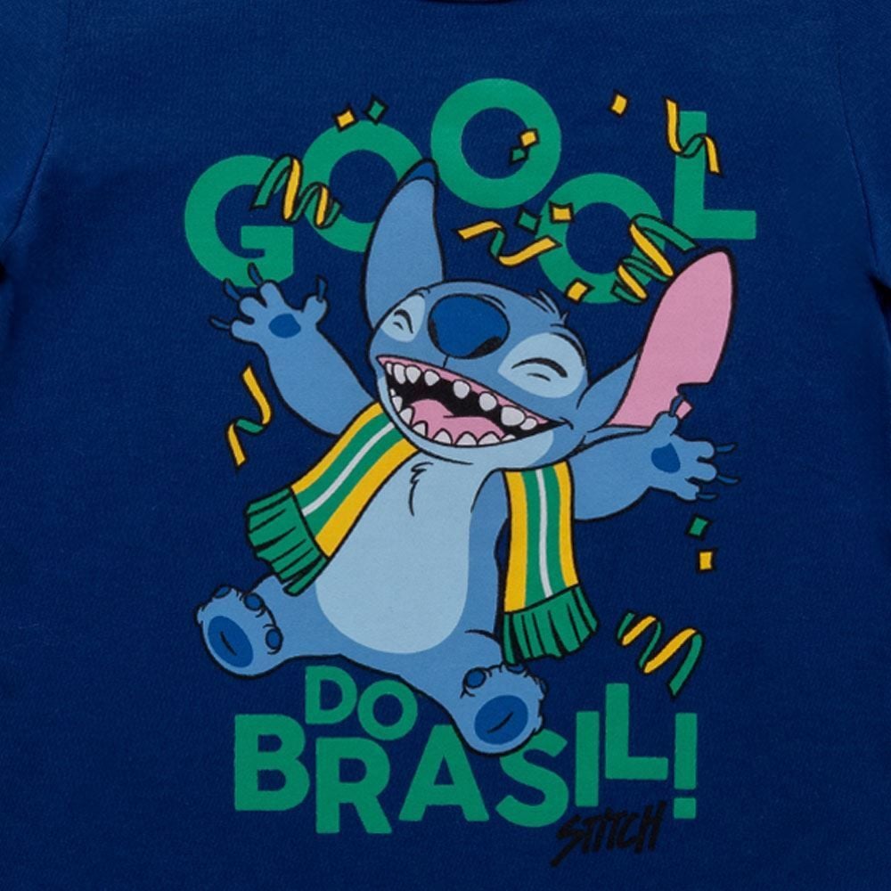 Camiseta Infantil Menina Stitch Copa 4 A 10 Anos Disney