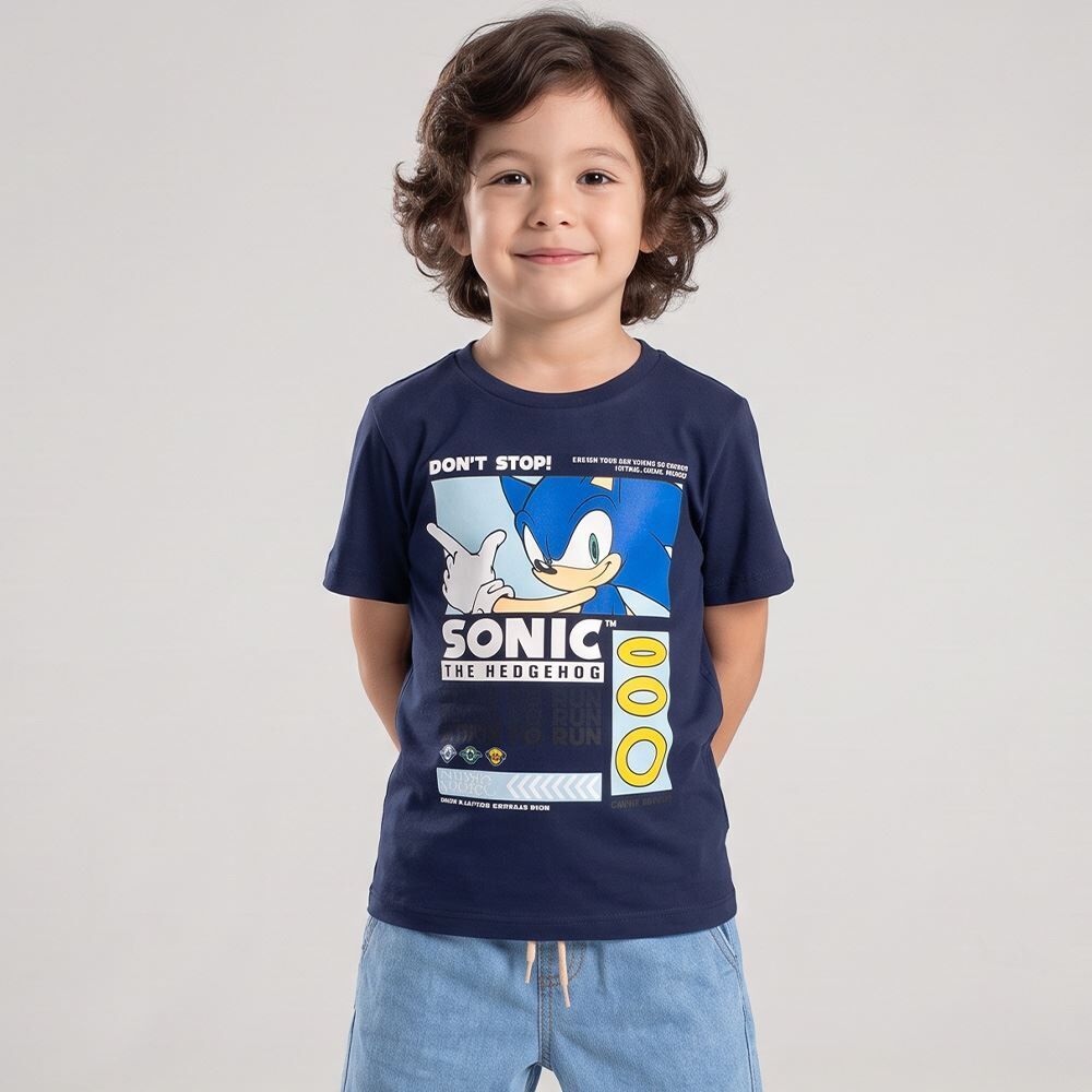 Camiseta Infantil Menino 4 a 10 Anos Sonic 