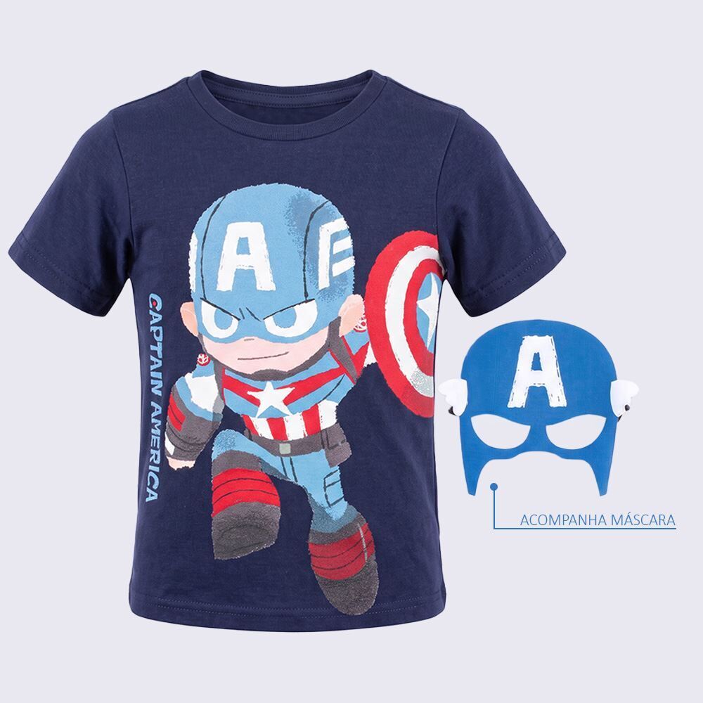 Camiseta Infantil Menino Capitão América 1 a 3 Anos