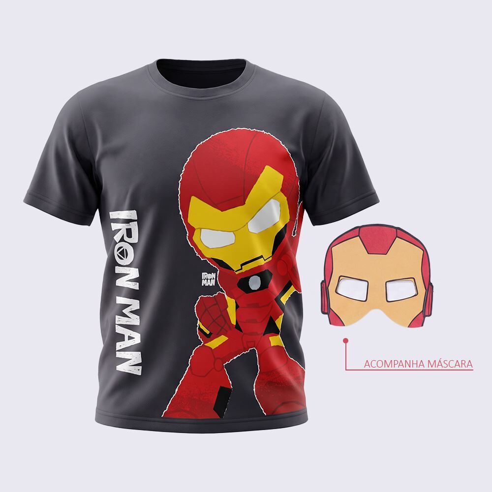 Camiseta Infantil Menino Homem De Ferro 1 a 3 Anos